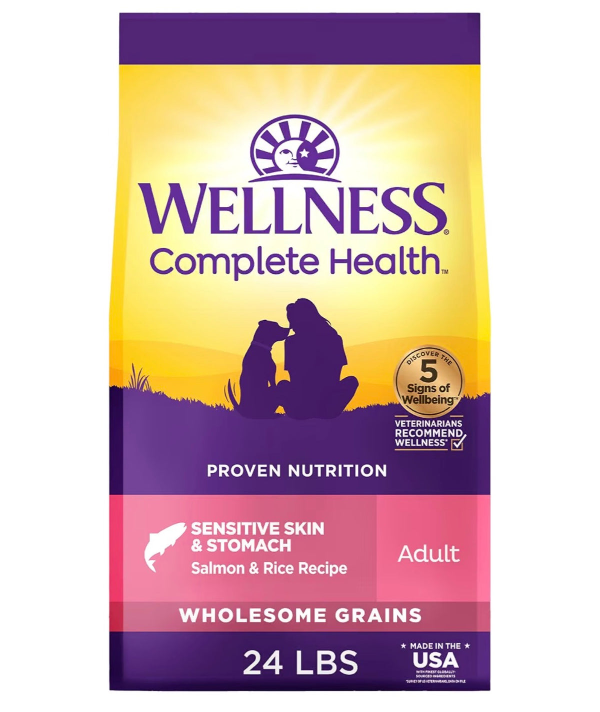 Wellness Complete Health Sensitive Skin and Stomach Dry Dog Food Salmon and Rice Recipe