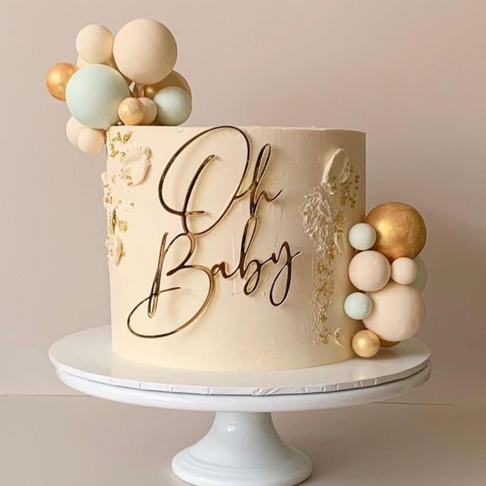 Hsybdnsk-Oh-Baby-Cake-Topper,-Golden-Acrylic-4377