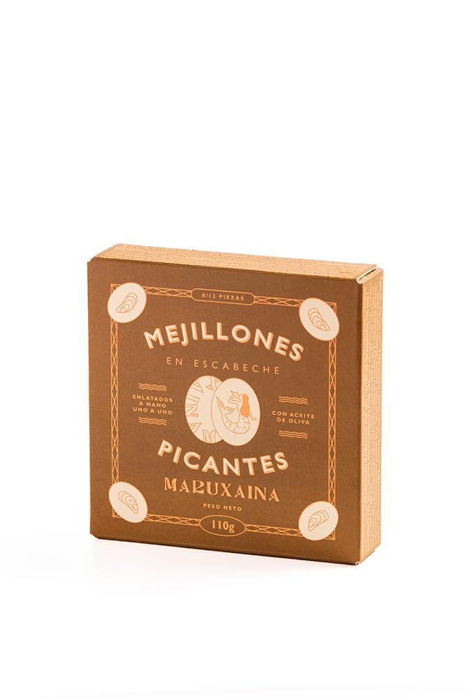 Maruxaina.-Mejillones-en-Escabeche-Picante-con-Aceite-de-Oliva-Español.-45999-piezas.-(3.88oz).-181