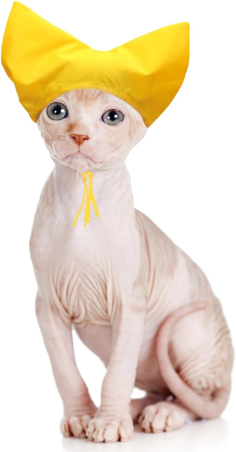 Pet-Shower-Cap-for-House-Cats-Sphynx-Small-Dogs-Puppy,-Yellow-|-Waterproof,-1101