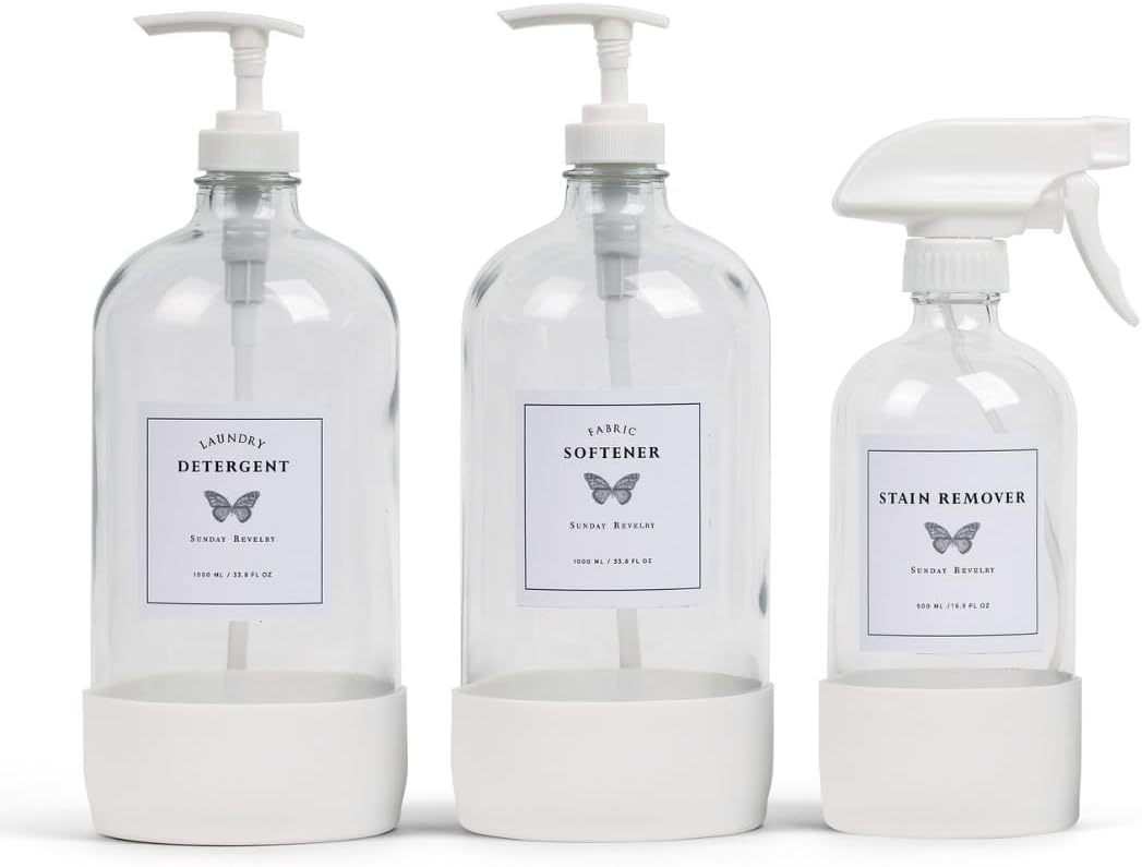 Glass-Laundry-Detergent-Dispenser-Set-(White)---------1122