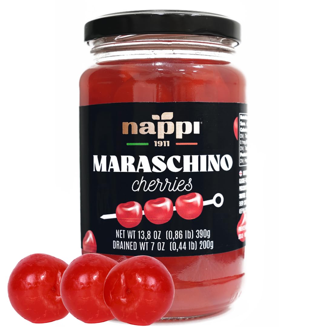 Nappi-1991,-Maraschino-Cherries-without-Stems,-Red-Cherry,-14-oz-(390-g),Product-of-46