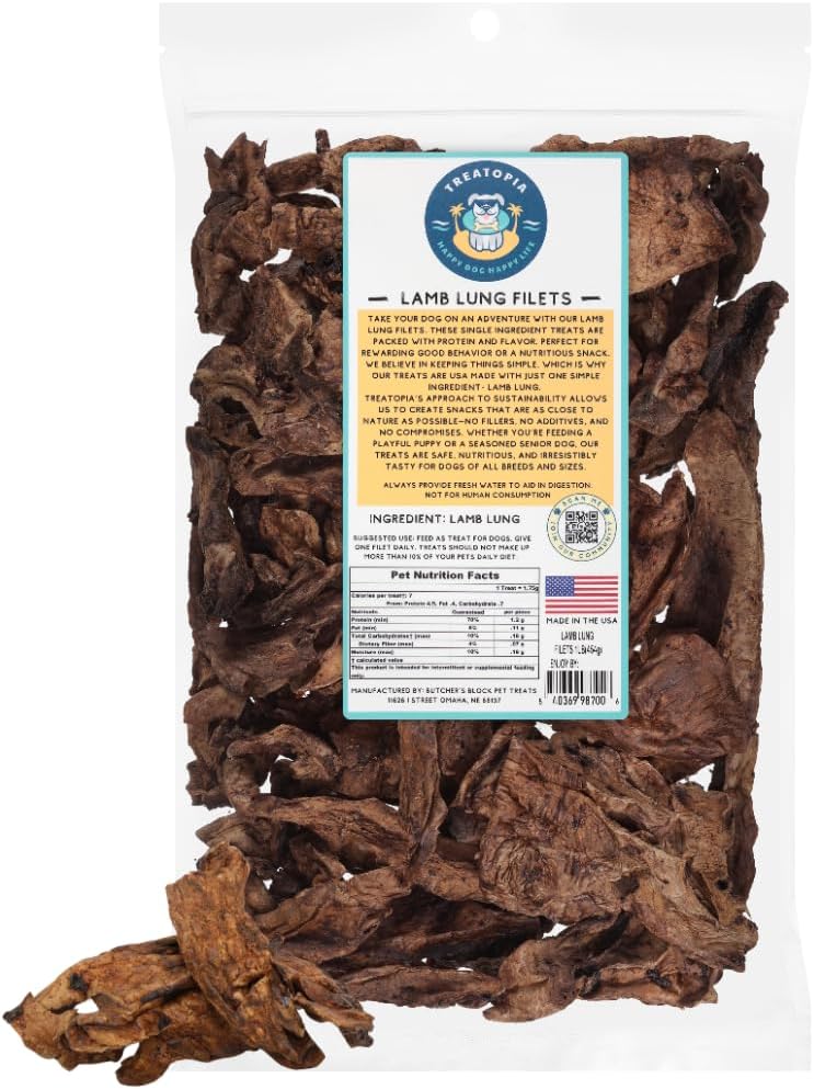 TREATOPIA-Lamb-Lung-Filet-Dog-Treats,-1-LB-Bag---All-Natural,-Healthy,-26