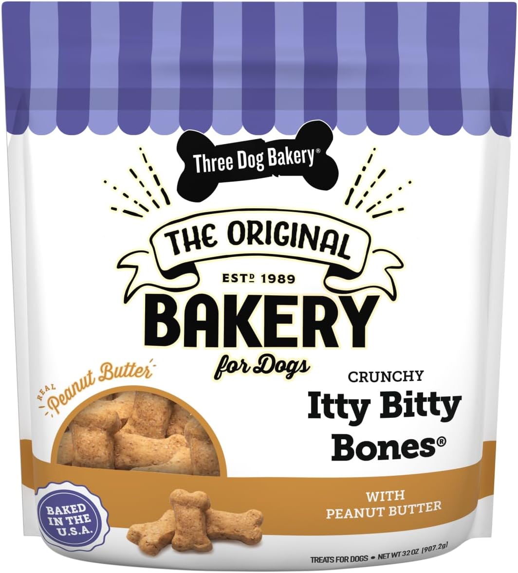 Three-Dog-Bakery-Itty-Bitty-Bones-Peanut-Butter-Dog-Treats,-32oz-Crunchy-2092
