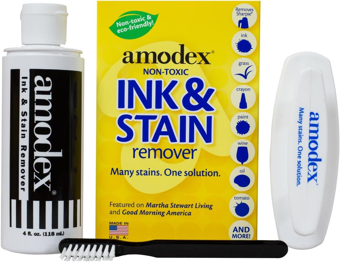 Amodex-Ink-&-Stain-Kit-with-Stain-Remover-Brushes,-Removes-Ink,-Sharpie,-1237