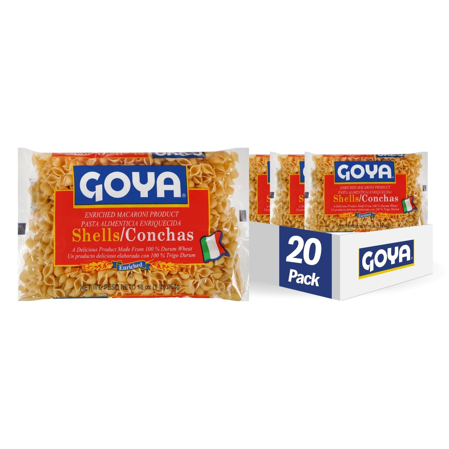 Goya-Foods-Shells-Pasta,-16-Ounce-(Pack-of-20)-1116