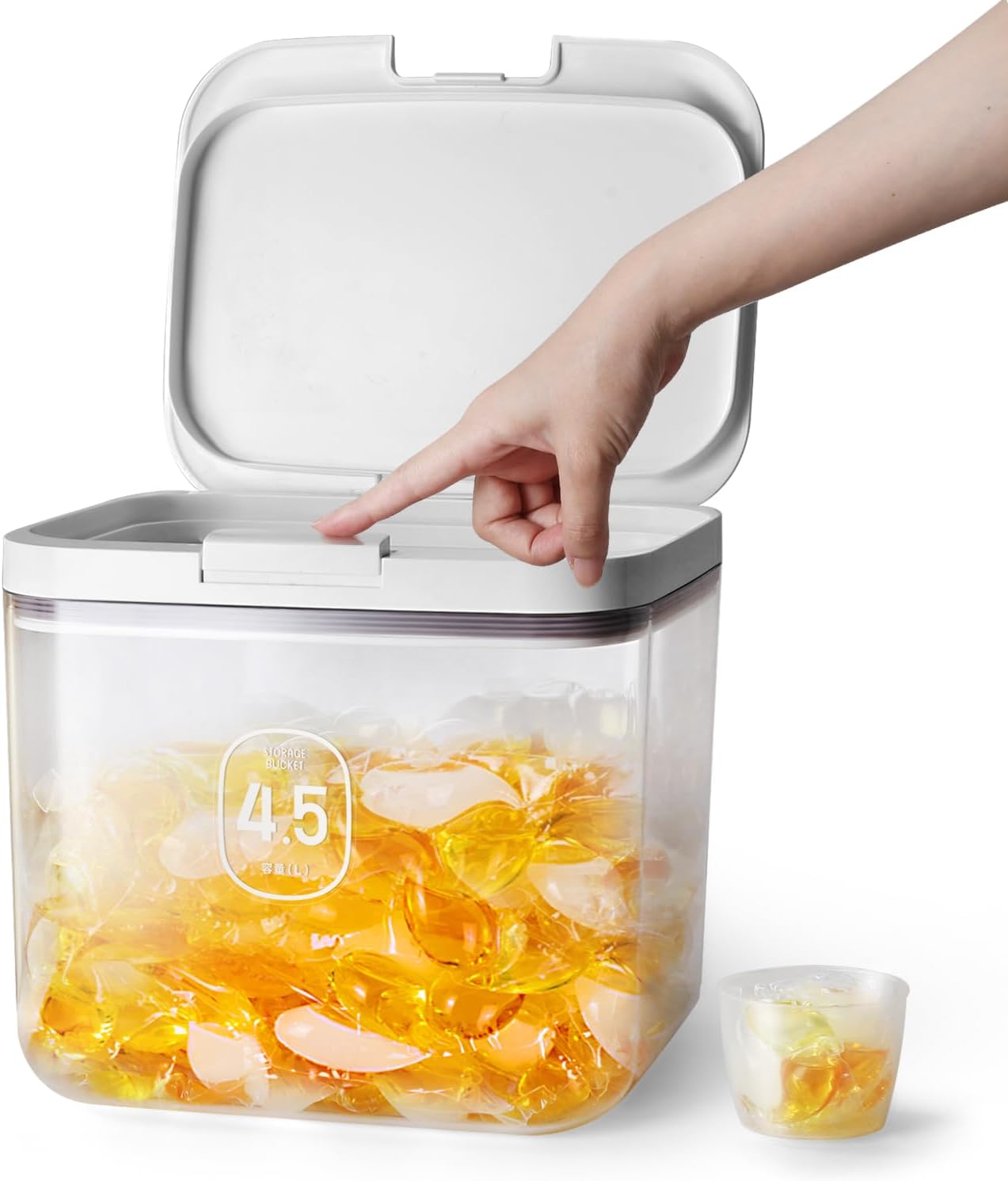 Laundry-detergent-dispenser-with-One-Press-Lid,for-laundry-room-organization,Clear-PET-2521