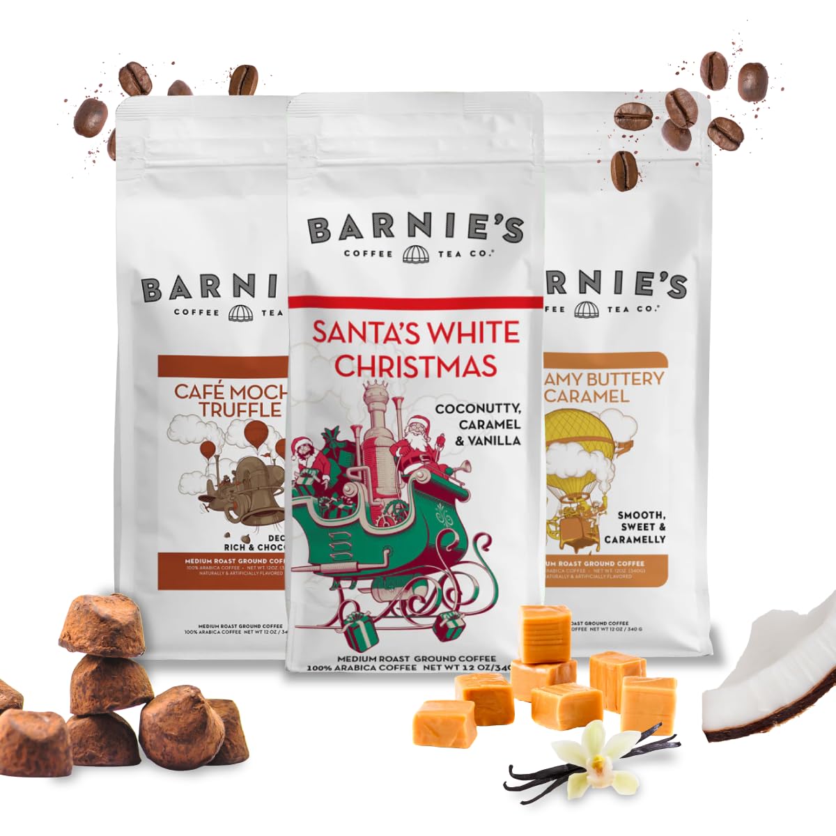Barnie's-Premium-Flavor-Coffee-Trio-with-Santa's-White-Christmas,-Creamy-Buttery-Caramel-and-167