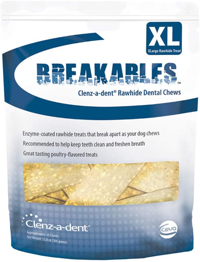 CEVA-Animal-Health-Breakables-Clenz-A-Dent-Rawhide-Dental-Chews-for-Dogs,-X-Large/>-lb/15-220