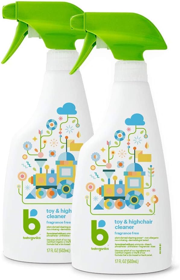 Babyganics-Toy-&-Highchair-Cleaner-Spray,-Fragrance-Free,-17oz-Spray-Bottle,-Made-without-ammonia,-bleach,-380
