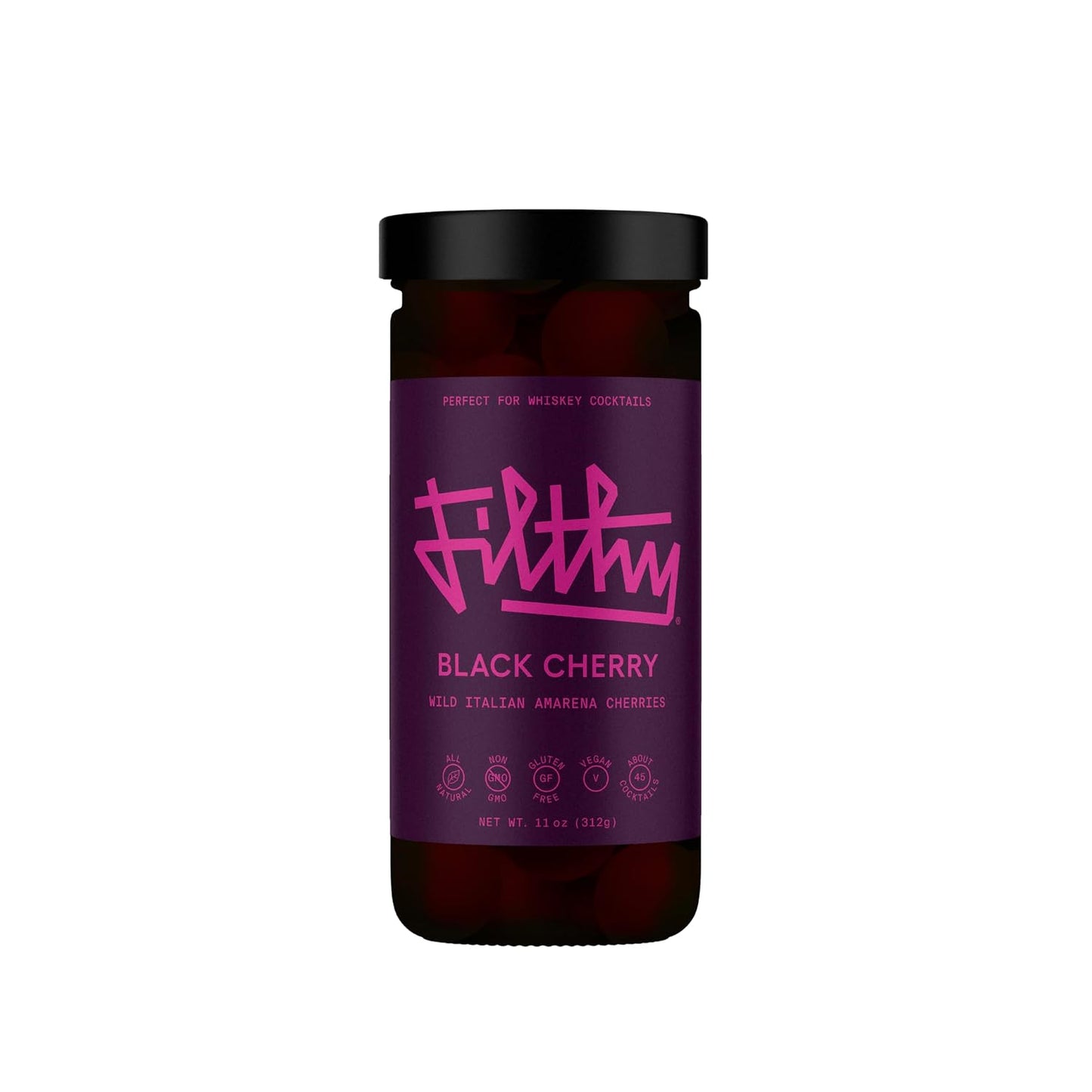 Filthy-Amarena-Black-Cherries,-Premium-Cocktail-Garnish---11-Oz-Jar-----201