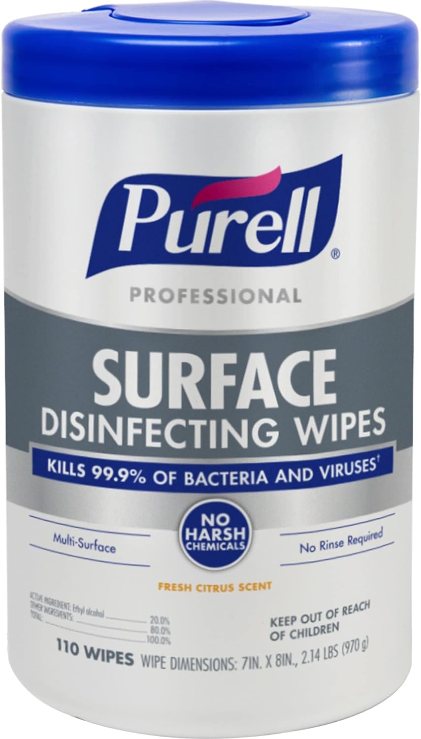 Purell®-Professional-Surface-Disinfecting-Wipes,-7"-x-8",-110-Wipes-629