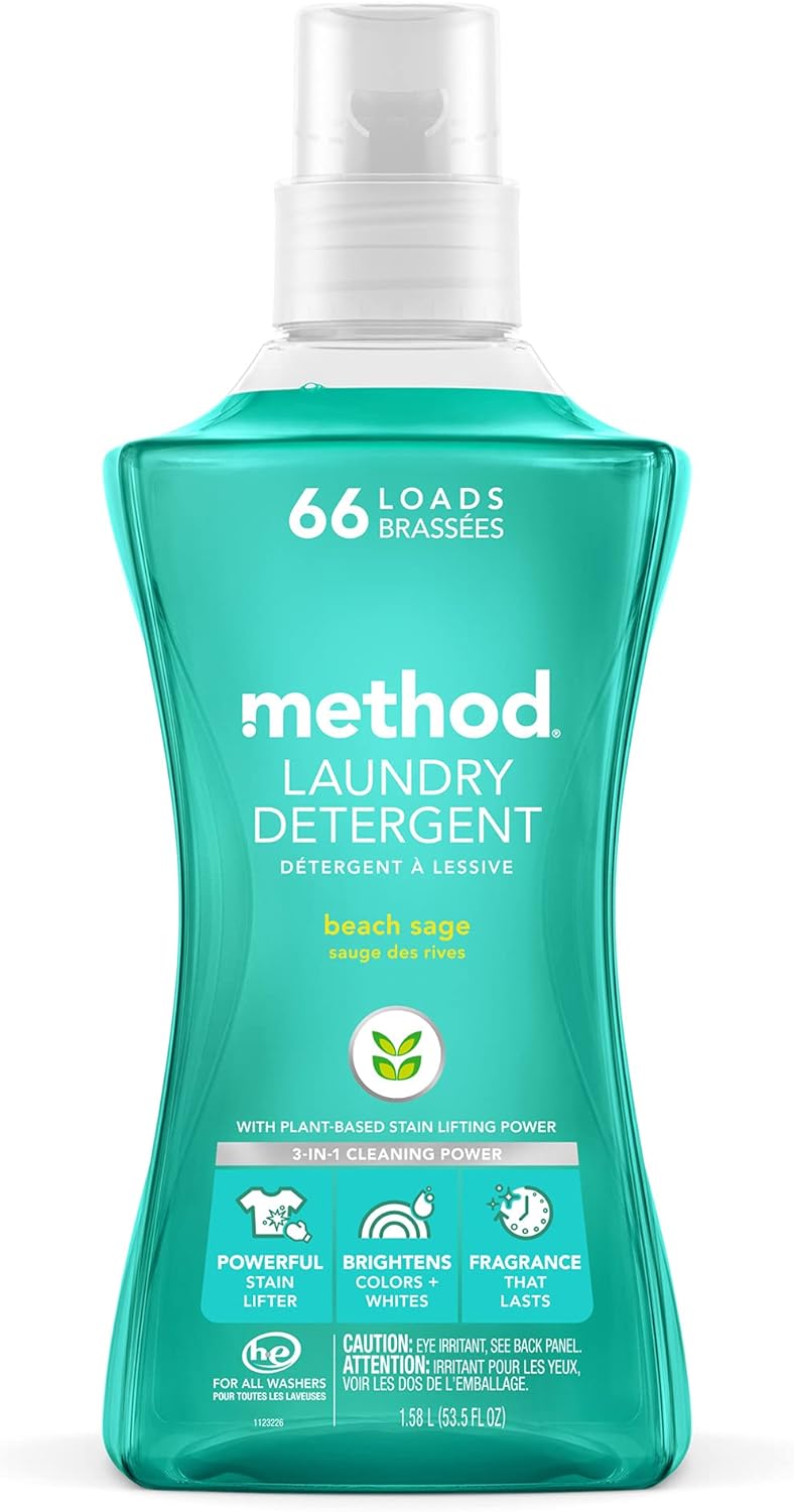 Method-Liquid-Laundry-Detergent;-Beach-Sage-Scent,-Plant-Based-Stain-Remover;-3917