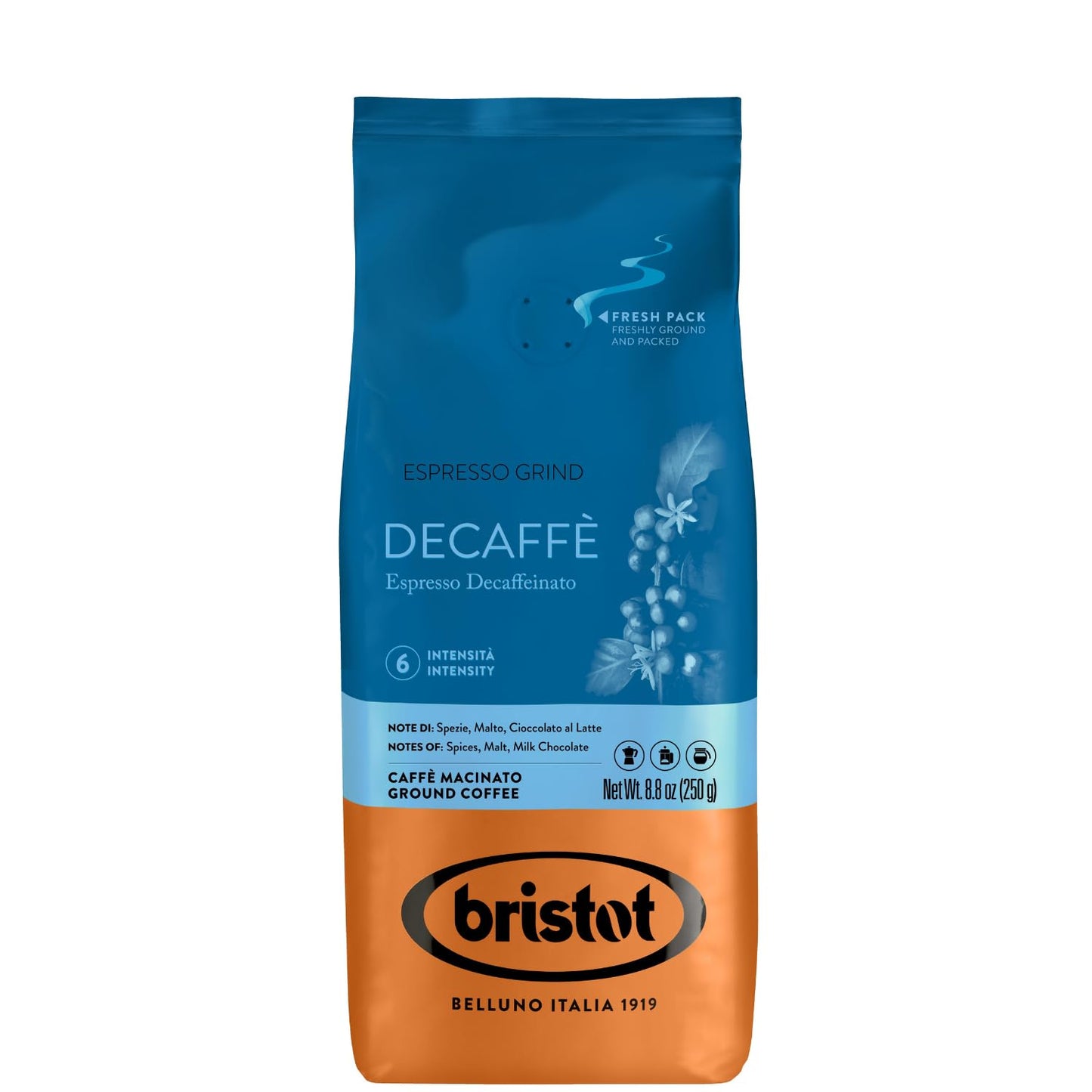 Bristot-Espresso-molido-descafeinado---Café-italiano-de-tostado-medio---suave2665