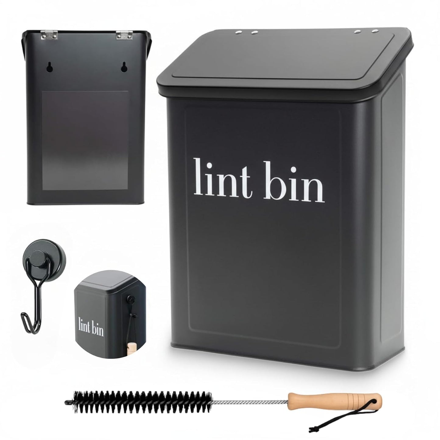 Magnetic-Laundry-Lint-Bin-for-Dryer-|-Wall-Mounted-Small-Trash-Can-for-245