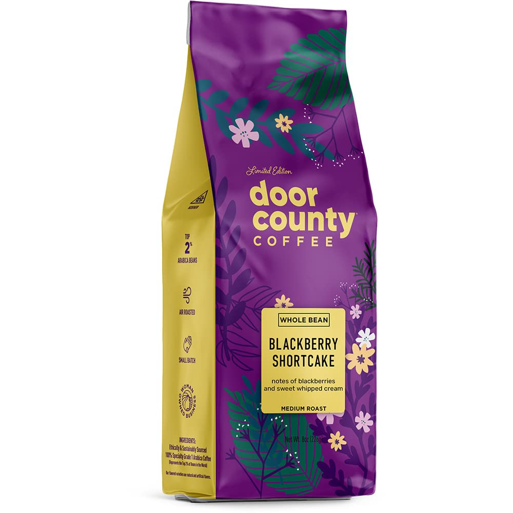 Door-County-Coffee-Blackberry-Shortcake,-Flavored-Coffee-Whole-Bean---8oz-Bag---1420