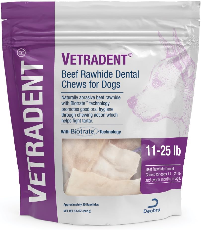 Beef-Rawhide-Dental-Chews-for-Dogs,-Medium,-30-1567