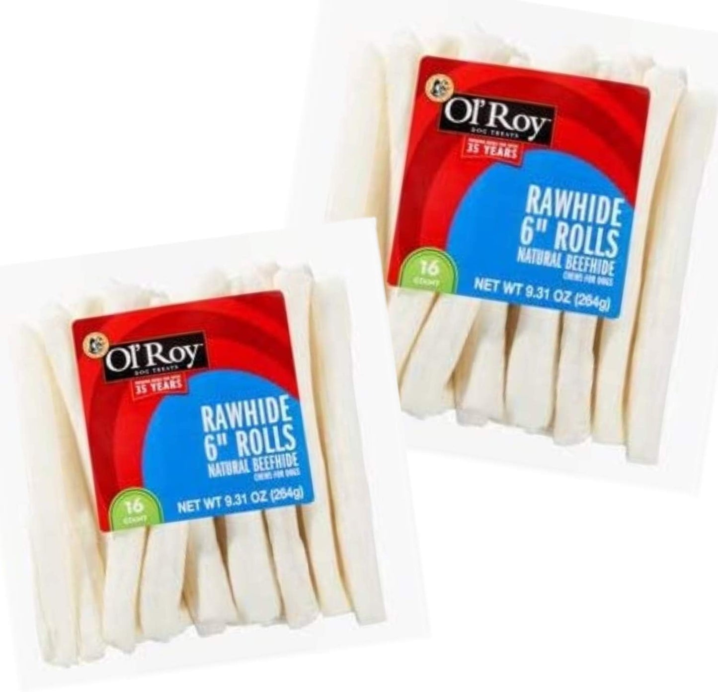 Rawhide-6"-Rolls,-Natural-Beefhide-Chews,-16-Count-478