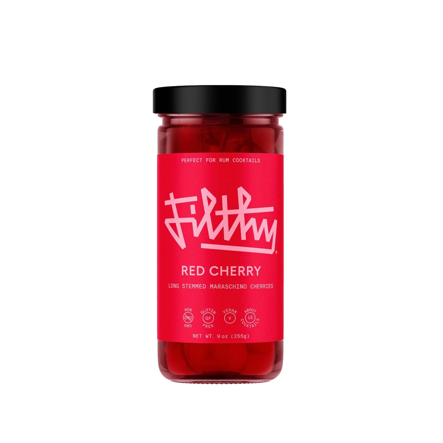 Filthy-Red-Maraschino-Cocktail-Cherries,-Premium-Cocktail-Garnish,-9-Oz-Jar-----148