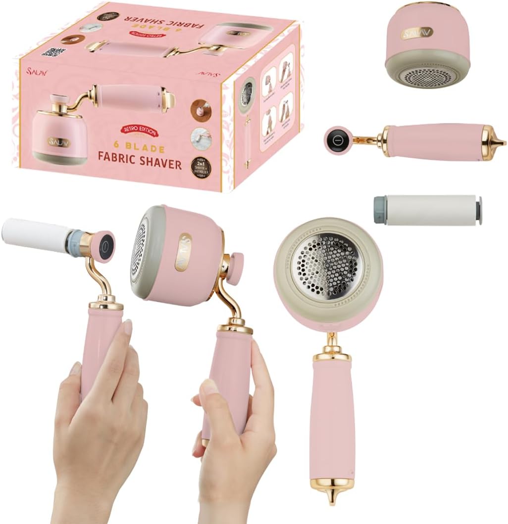 SALAV®-Retro-Edition-2-in-1-Rechargeable-Fabric-Shaver-and-Lint-Roller,-39