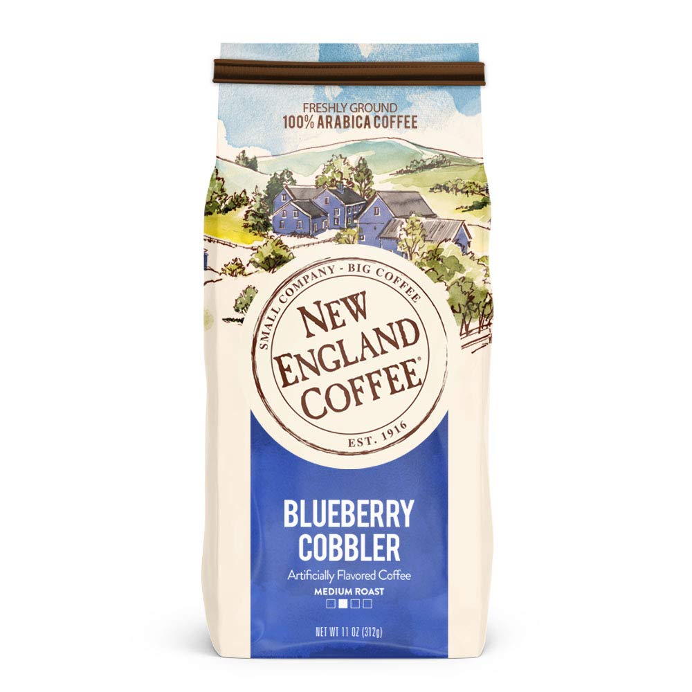 New-England-Coffee-Blueberry-Cobbler-Medium-Roast-Ground-Coffee,-11oz-Bag-(Pack-of-3068