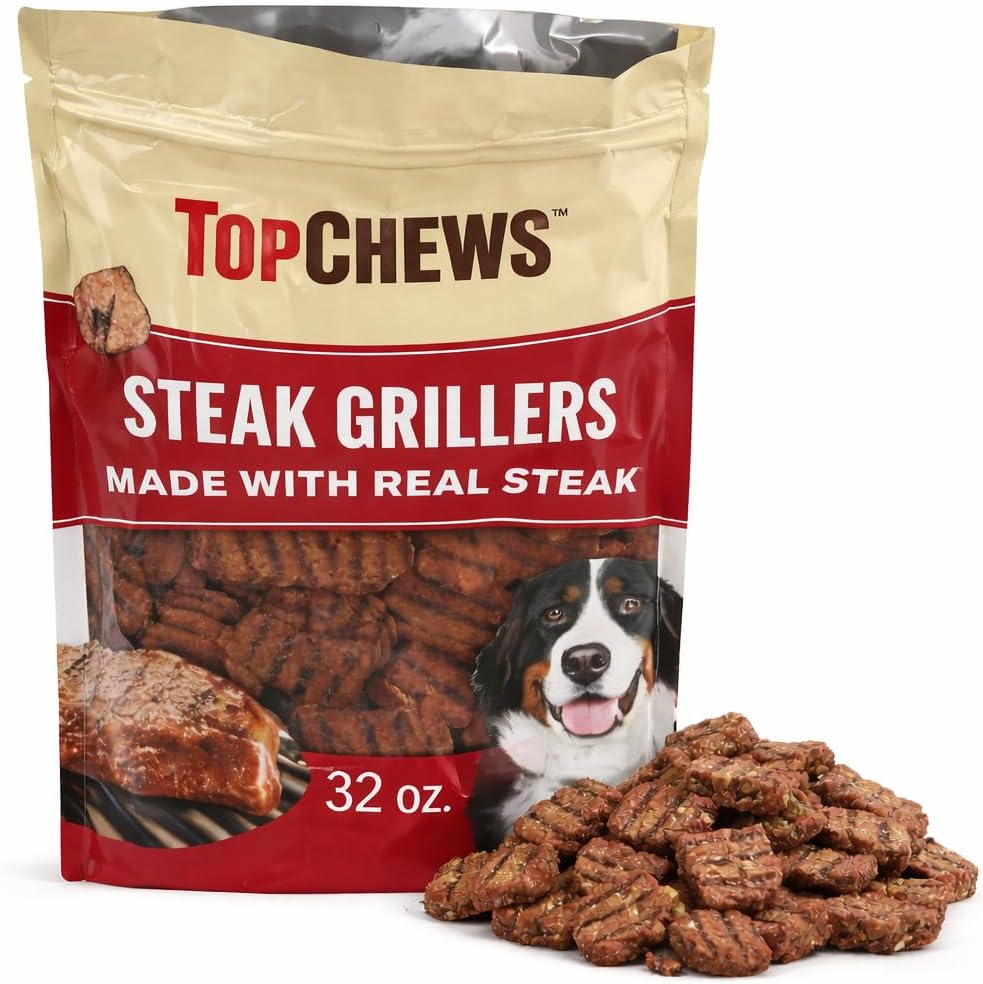 Top-Chews-Steak-Grillers-for-Dogs,-32-oz---Made-with-Steak;-1306