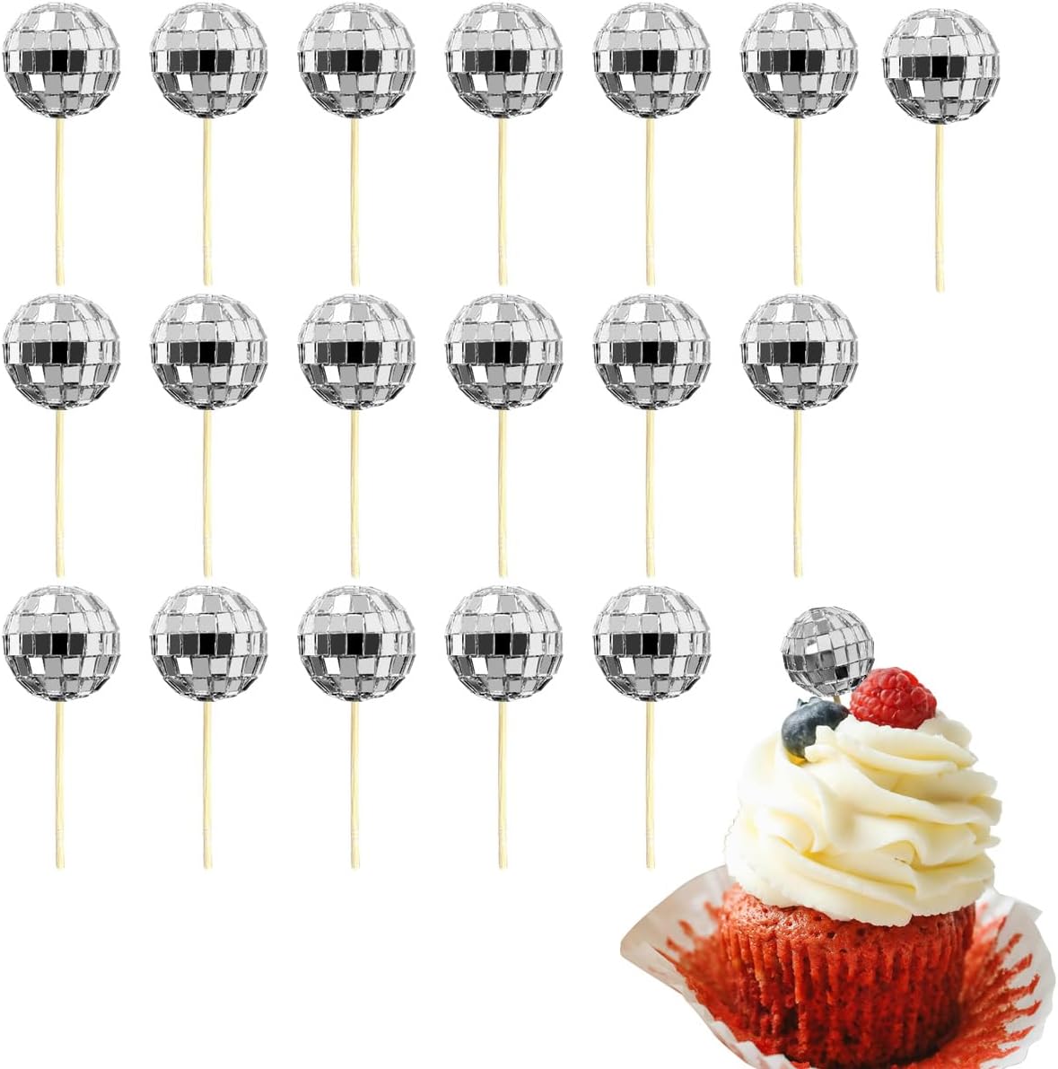 18PCS-Disco-Ball-Cupcake-Toppers,-Disco-Theme-2667