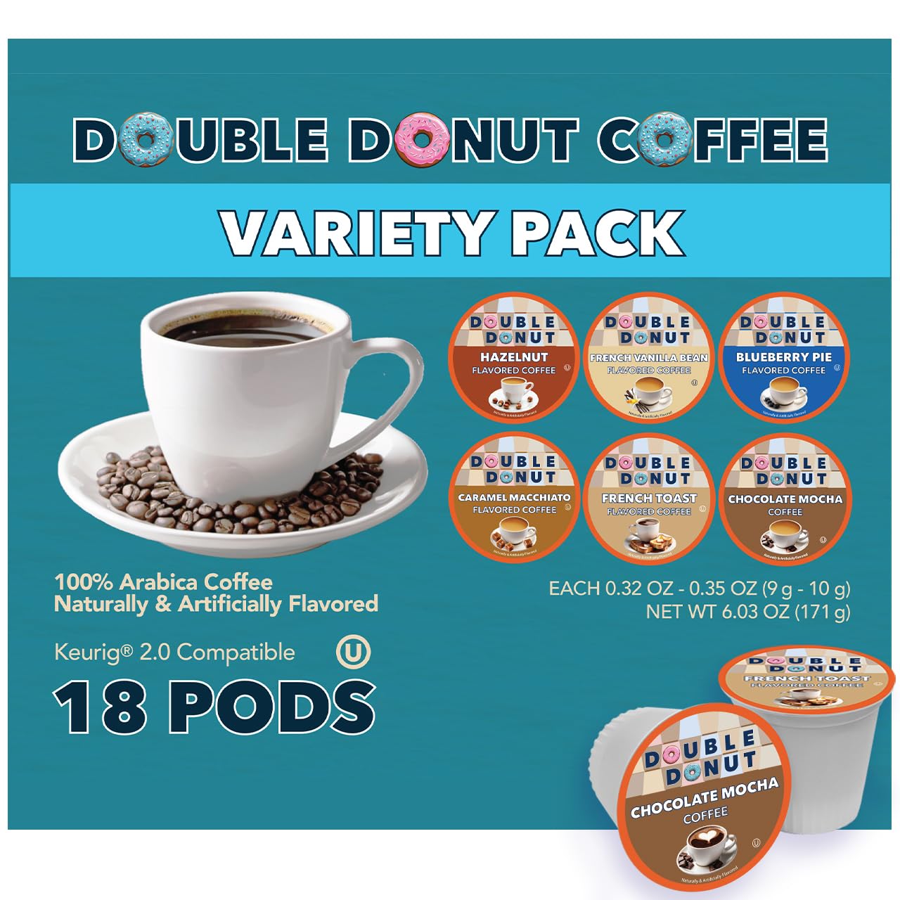 Double-Donut-Coffee-Flavored-Coffee-Variety-Pack,-Includes-Hazelnut,-Caramel,-Chocolate-Coffee-&-1350