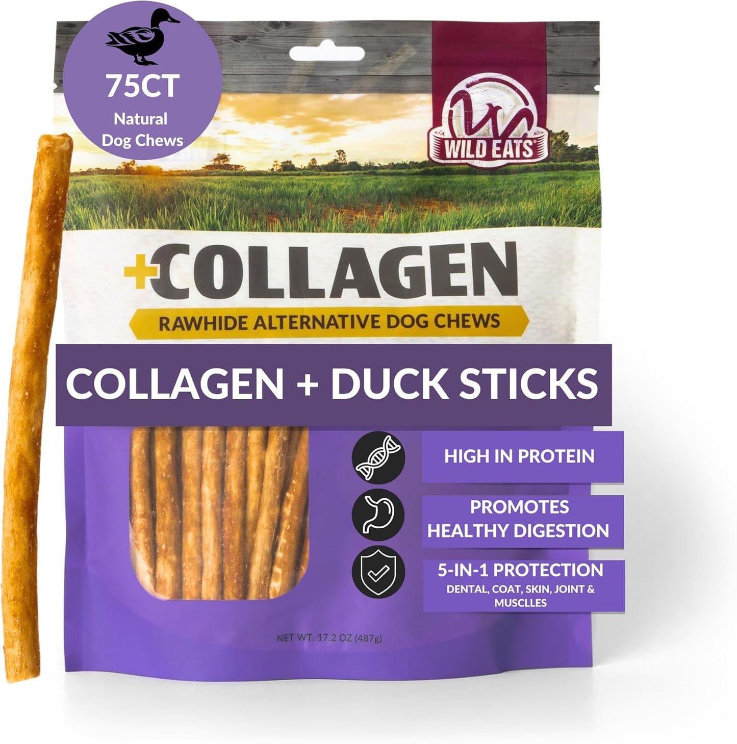 Wild-Eats-Duck-Collagen-Sticks-for-Dogs-(75-Pack,-0.6-cm-Long-956