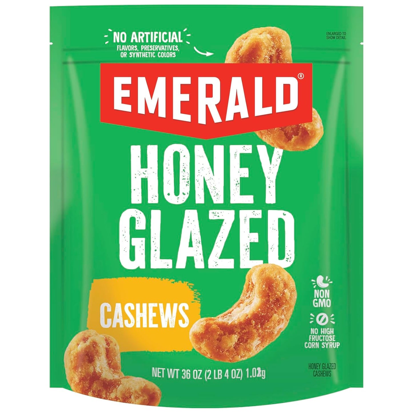 Emerald-Honey-Glazed-Cashews-(1-Pack)-|-36oz-Resealable-Bulk-Bag-|-Kosher-Certified,-|-1735