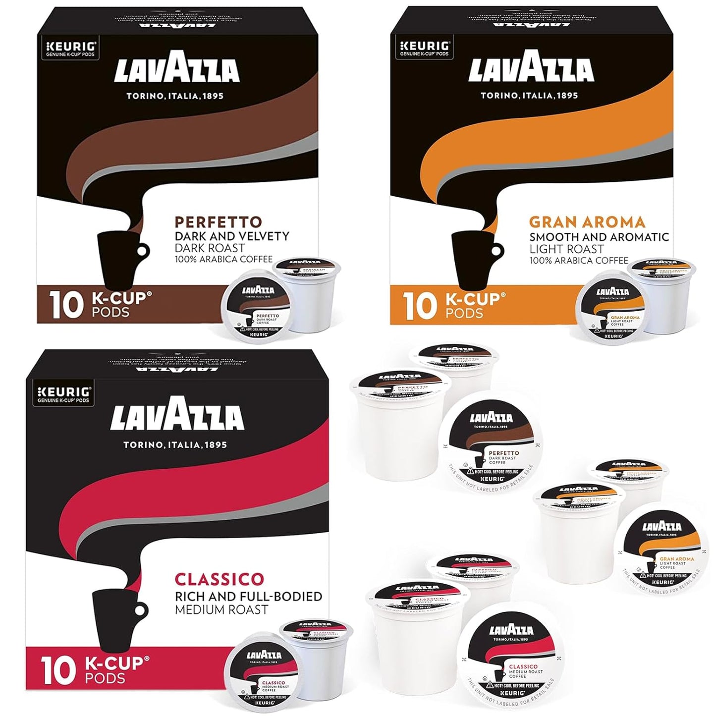 Lavazza-K-Cups-Coffee-Pods-Variety-Pack-–-30-Count-(10-Each)-–-Classico,-370