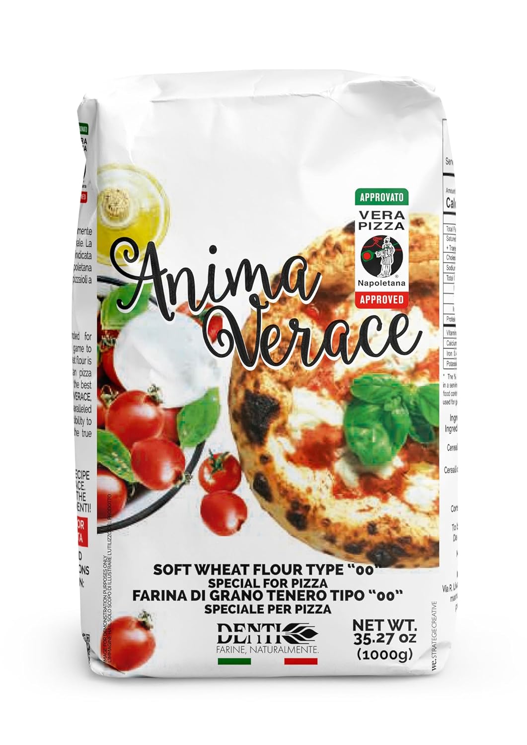 12 piezas Molino Denti Italian Pizza Flour 00 Anima Verace 1 kg 2.2 libras