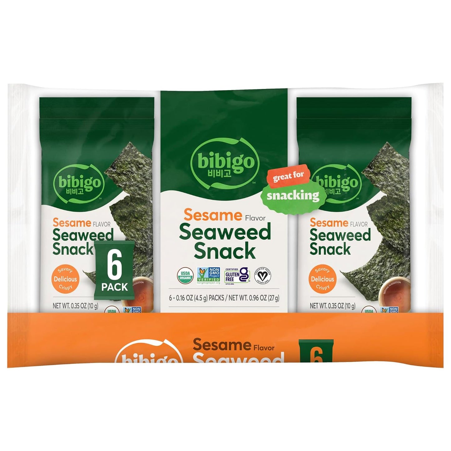 Bibigo-Sesame-Flavored-Seaweed-Snacks,-6-Individual-Packets,-0.16-Ounce-(Pack--of-6)---354