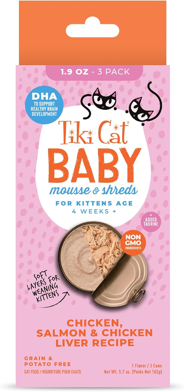 Tiki-Cat-Baby-Mousse-&-Shreds,-Chicken,-Salmon,-and-Chicken-Liver,-Wet-Food-Kittens1041