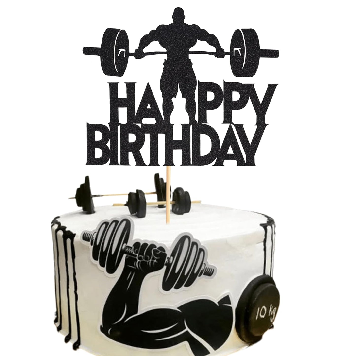 Arthsdite-1Pc-Fitness-Cake-Topper---Gym-Themed-Weight-Lifting-Lover's-Athlete-Builder-Weightlifting-388
