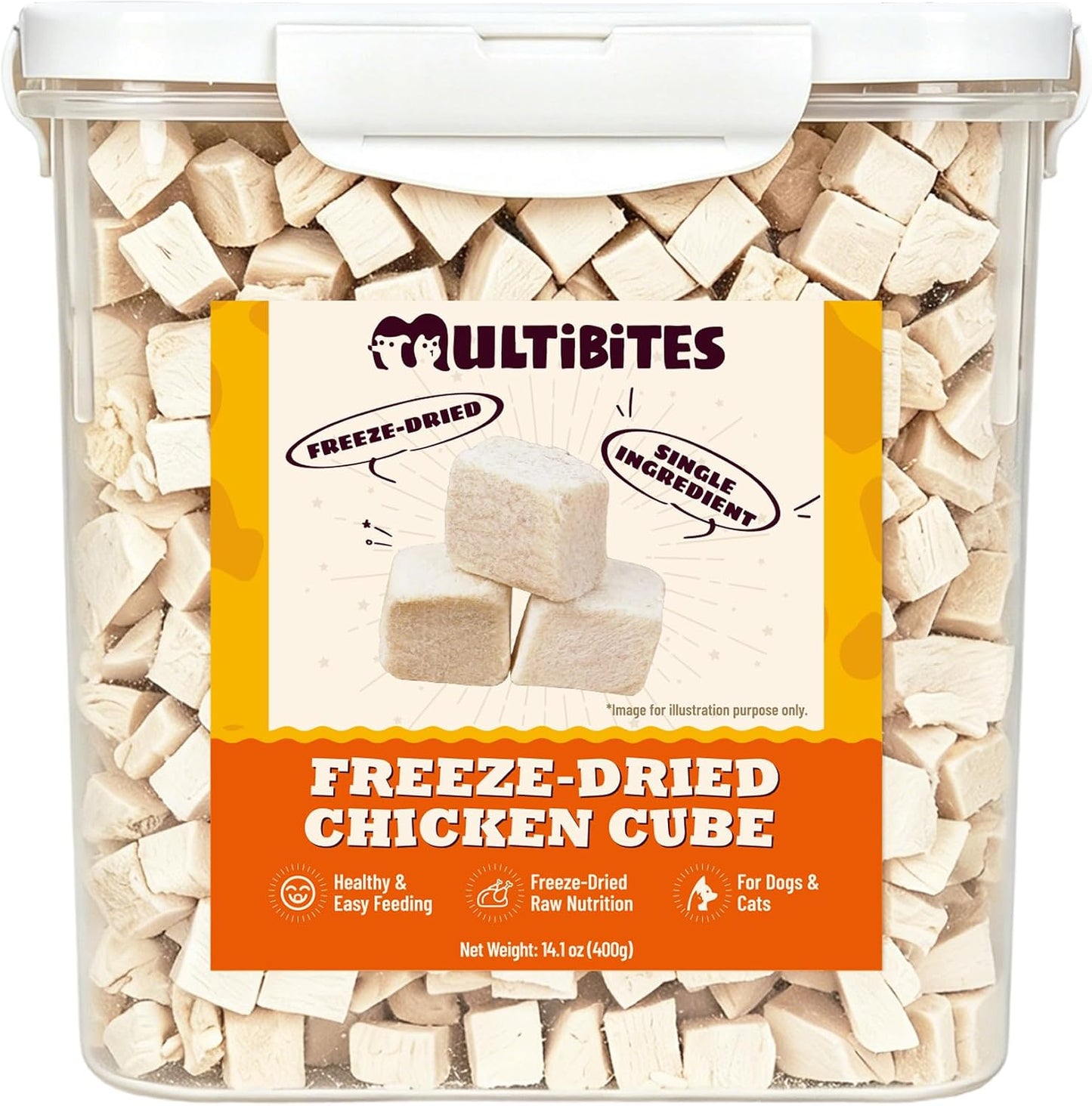 14.1-oz-Freeze-Dried-Chicken-Cubes-for-Dogs-&-Cats,-Single?Ingredient-High?Protein-Grain-Free-Treats,-166