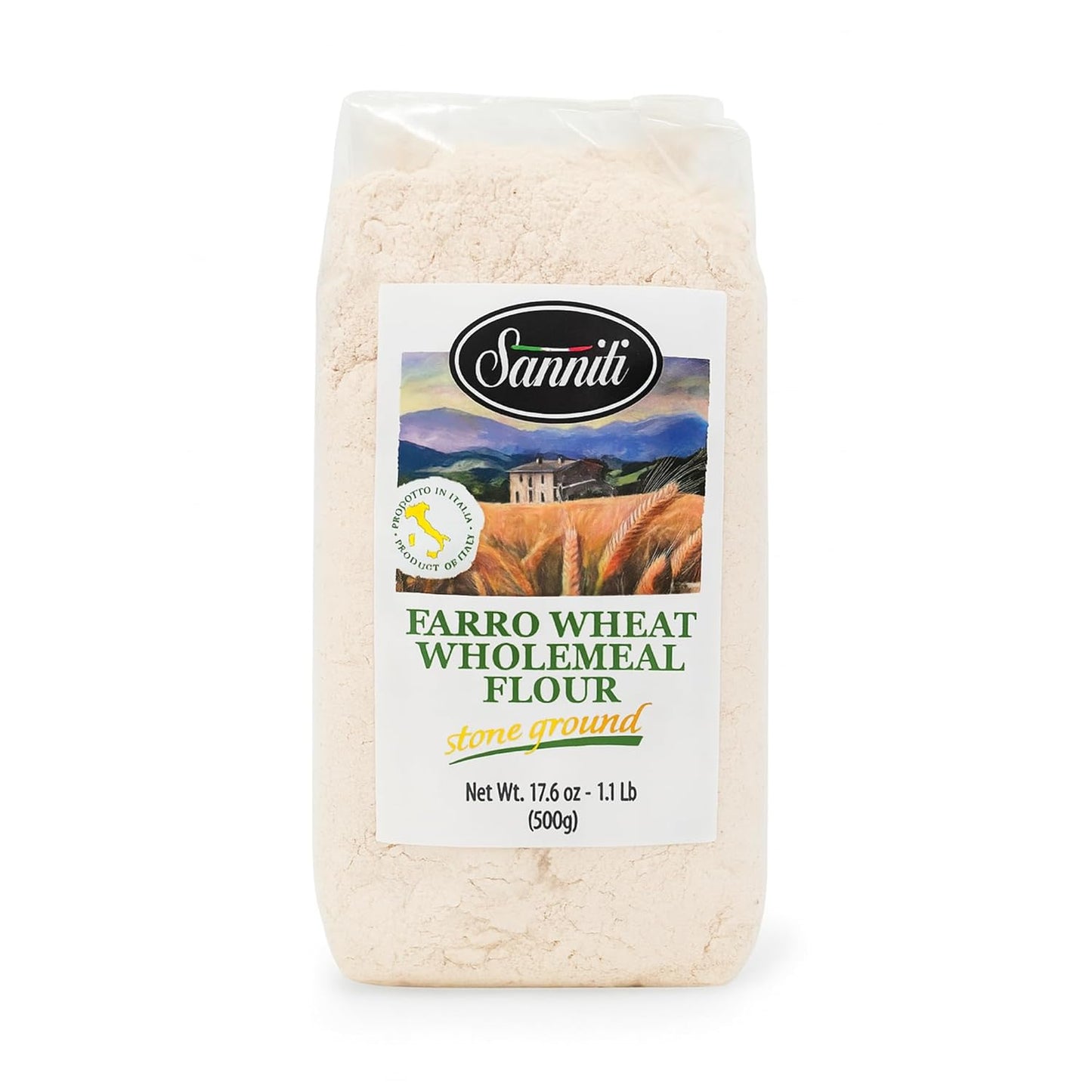 Sanniti-Harina-integral-de-trigo-Farro,-molida-en-piedra-Bolsa-33