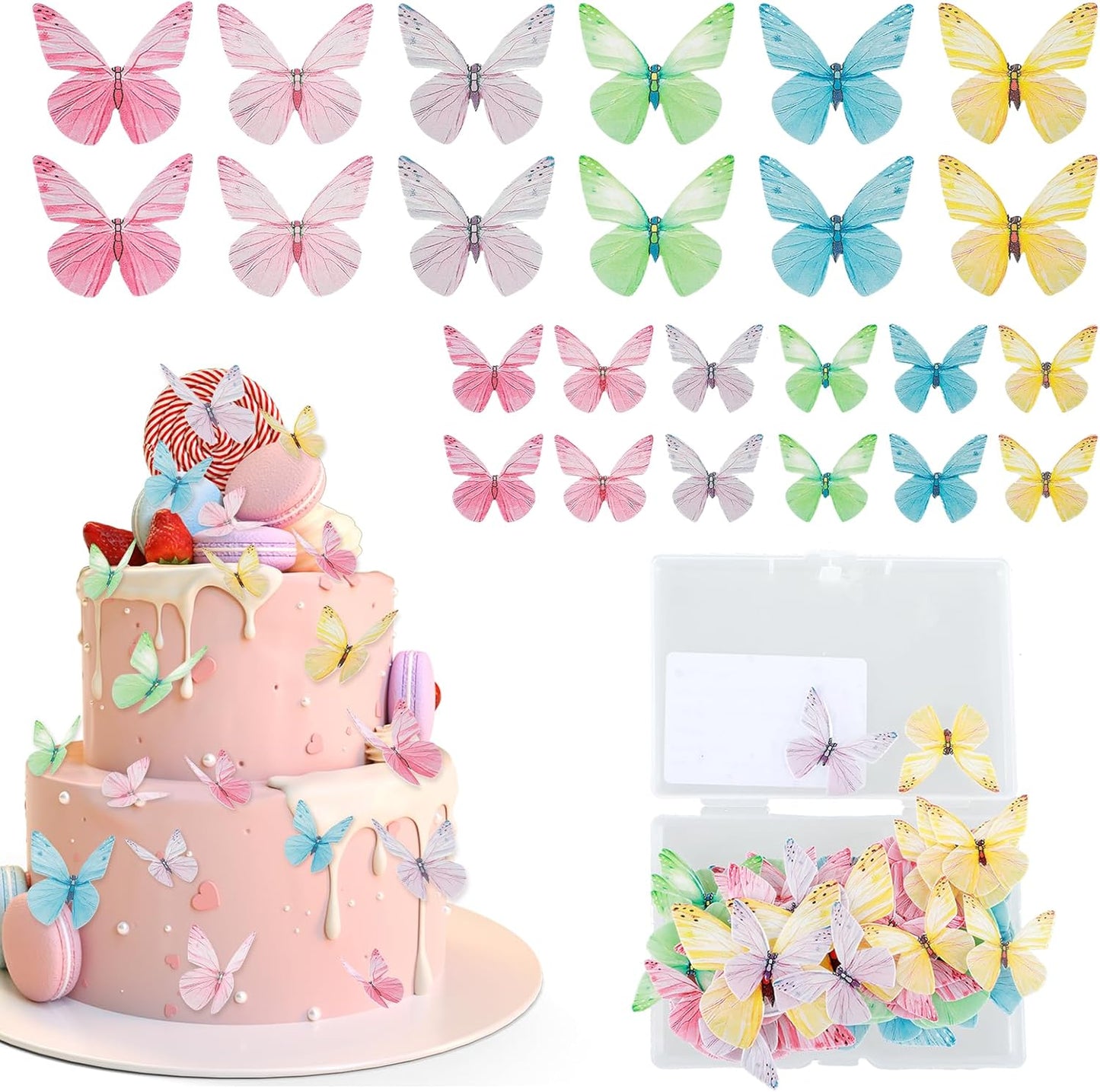 Tyqour-72Pcs-Edible-Butterfly-Cake-Decorations-Colorful-Vivid-Butterfly-Cake-Topper-Wafer-Butterflies-Topp-1466