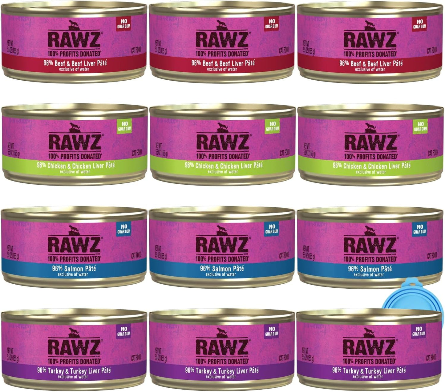 Rawz-Natural-Premium-Canned-Cat-Wet-Food-Pate-12-Pack-Variety---Flavors-(Turkey,-&479