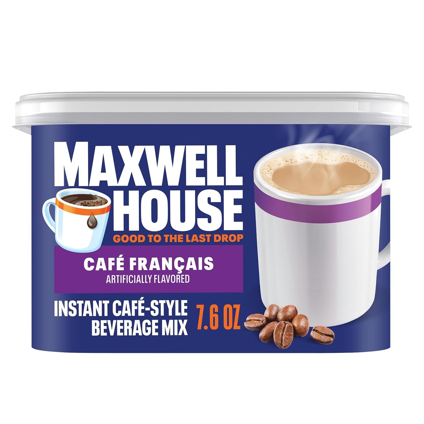 Maxwell-House-International-Cafe-Café-instantáneo-saborizado,-Café-Francais,-recipiente-de-onzas3310
