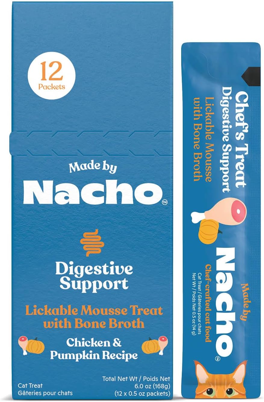 Made-by-Nacho-Digestive-Mousse-Sachets,-Lickable-Cat-Treats,-12-Count-with-Bone-1425