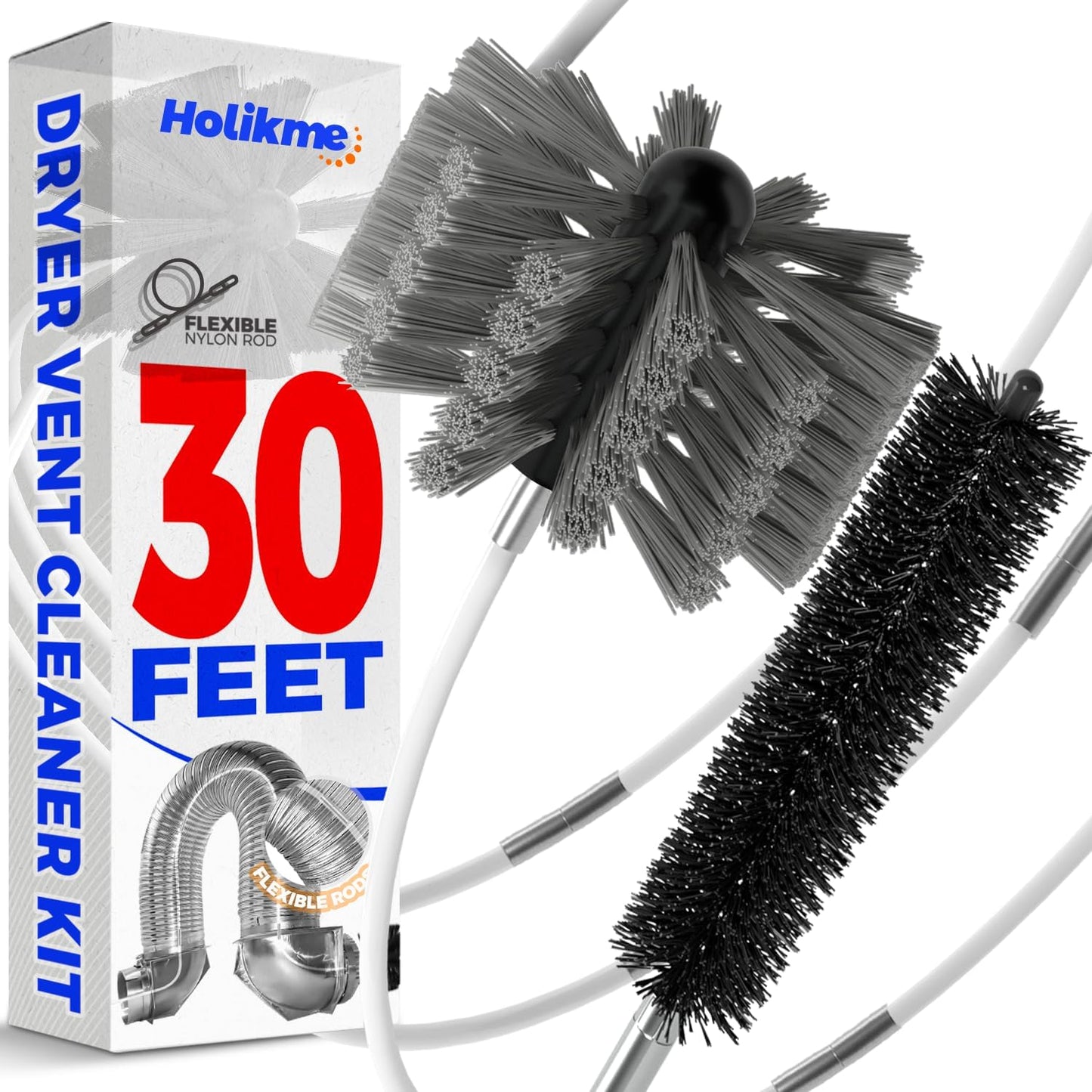 Holikme-30-Feet-Dryer-Vent-Cleaner-Kit,Flexible-Lint-Brush-with-3296