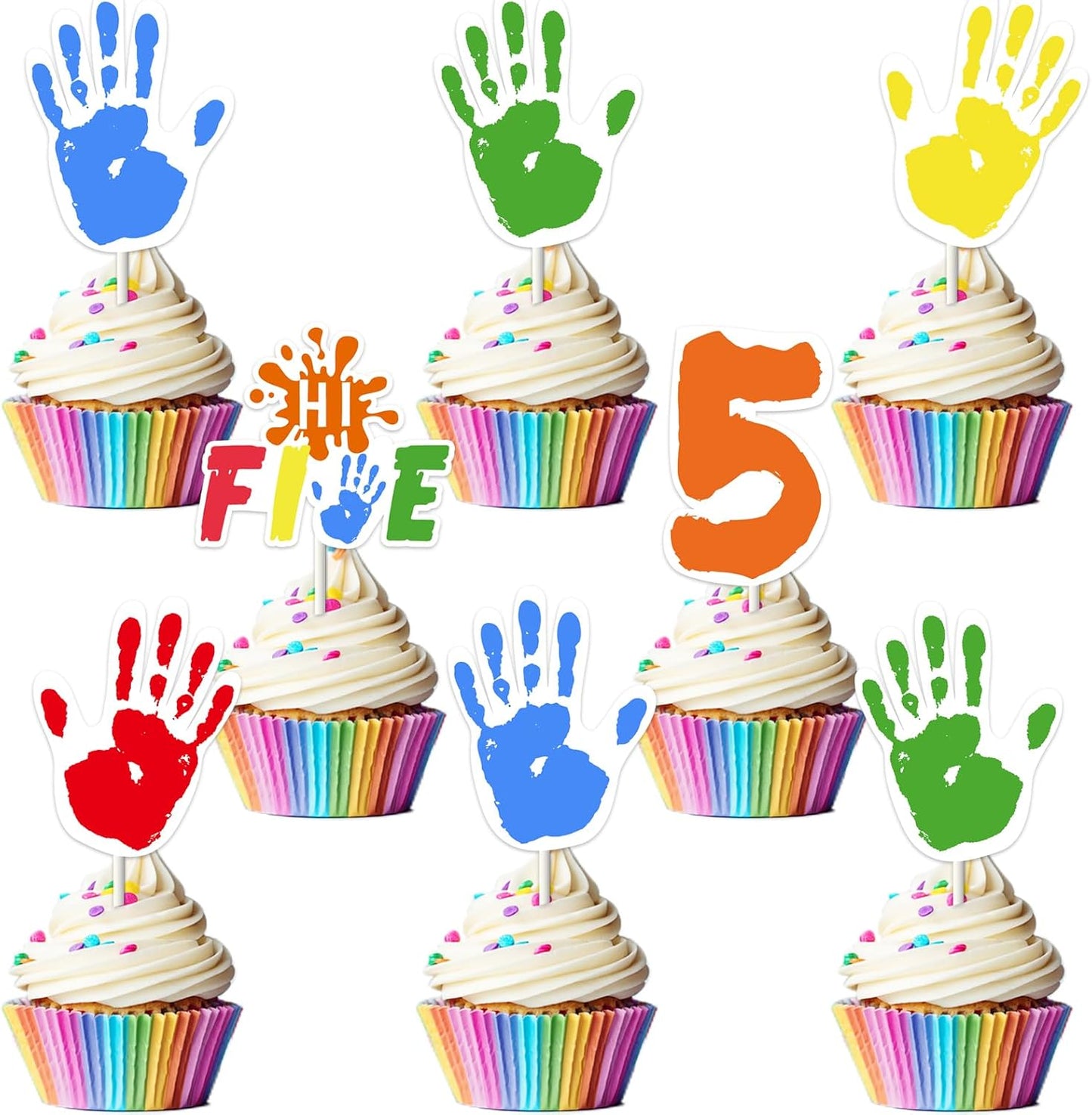 Funmemoir-High-Five-Birthday-Party-Decorations---36PCS-Hi-Five-Cupcake-Toppers,-5th-Decorations-447