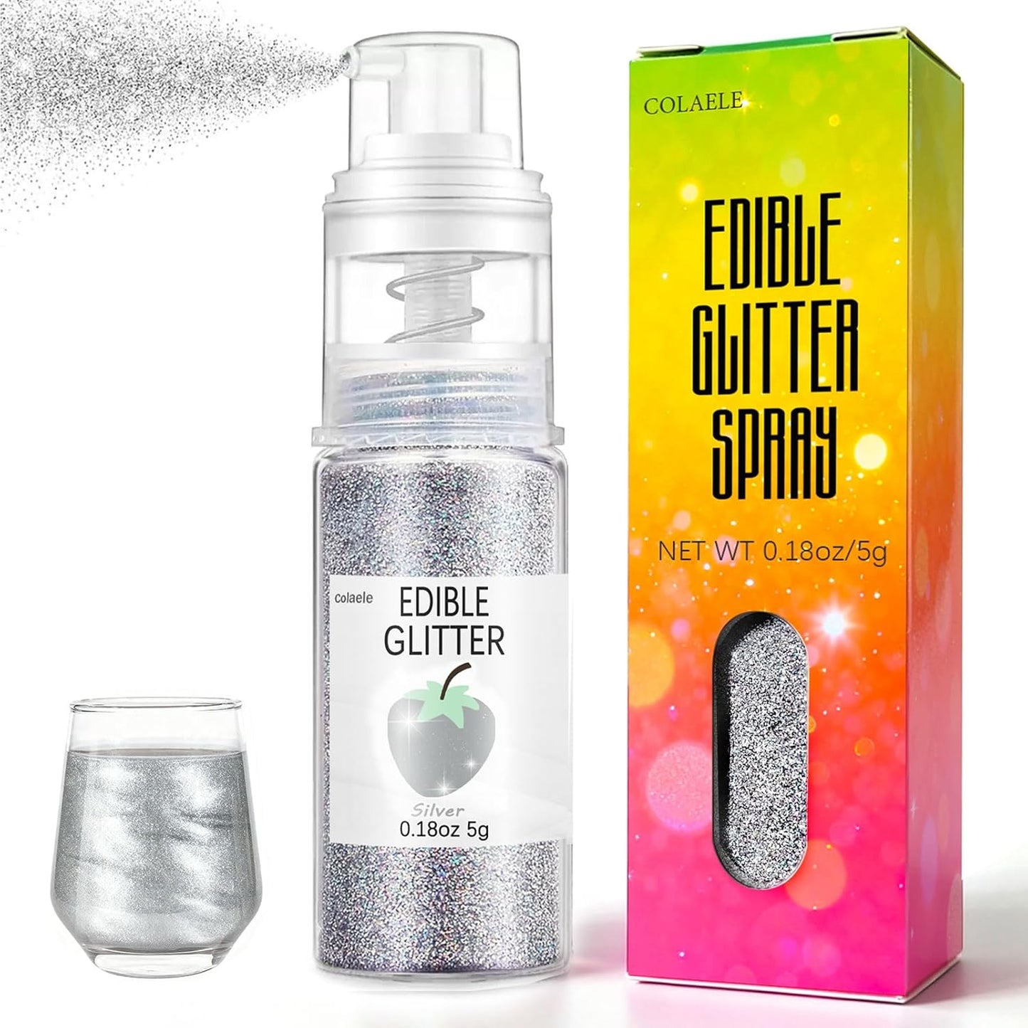 Silver-Edible-Glitter-Spray-for-Cakes-Drinks---Colaele-5-Grams-Shimmer-Dust-Grade-1365