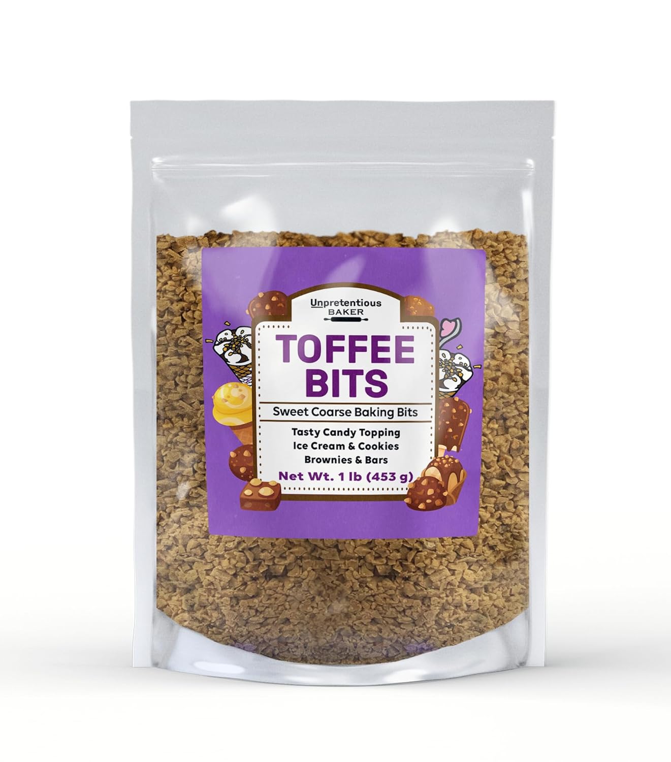 Unpretentious-Toffee-Bits,-1-lb,-Ice-Cream-Topping,-1586