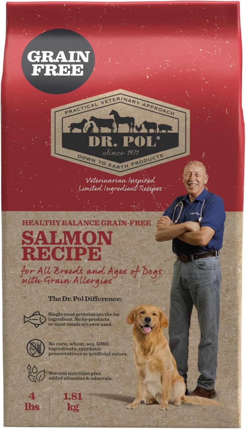 Dr.-Pol-Alimento-para-perros-con-salmón-sin-granos,-1935