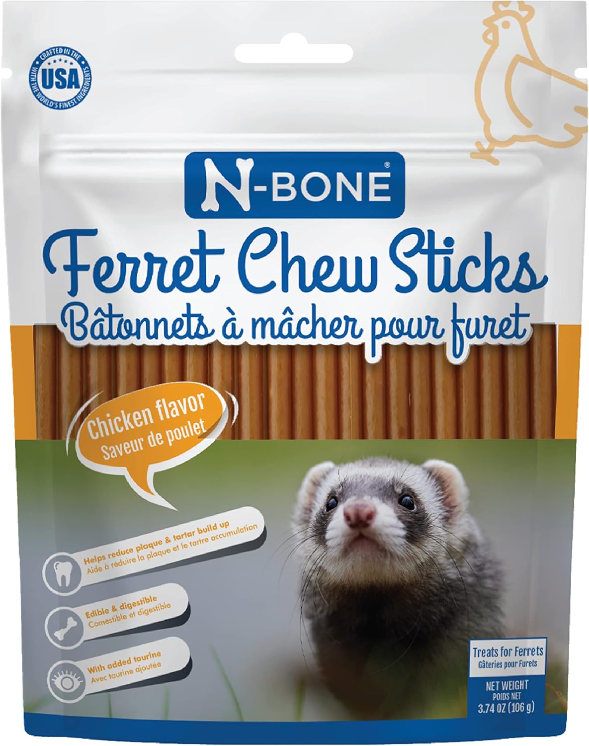 N-Bone-Ferret-Chew-Sticks-Chicken-Flavor,-3.74-oz-Bag-----------1819