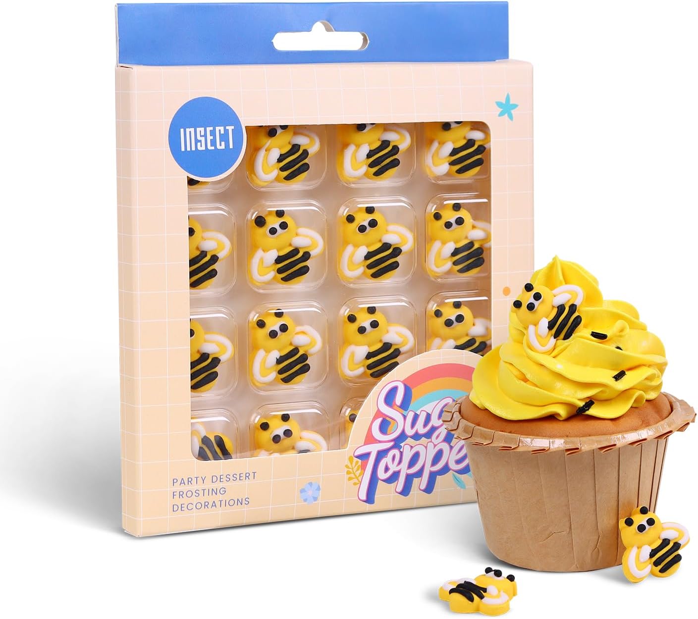 Edible-Bees-Cake-Decorations,-16-pcs-Bee-Cake-Decorations,-Edible-Bee-for-Ice-Waffles,-811