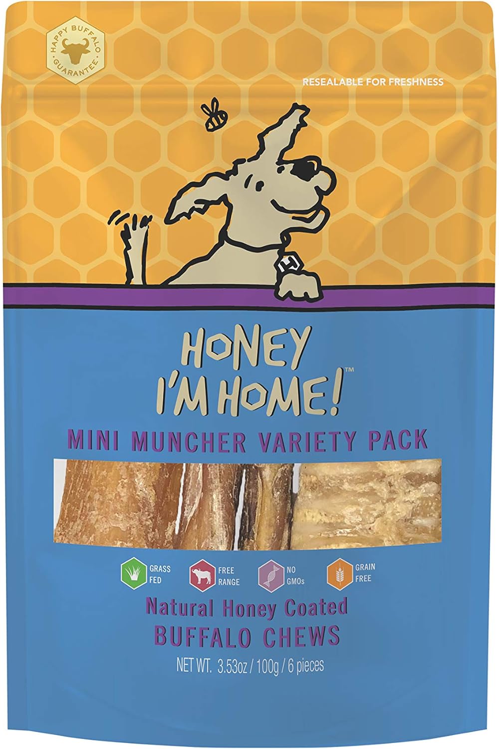 Honey-I'm-Home,-Mini-Muncher-Buffalo-Dog-Chews-Variety-Pack,-3.53---35