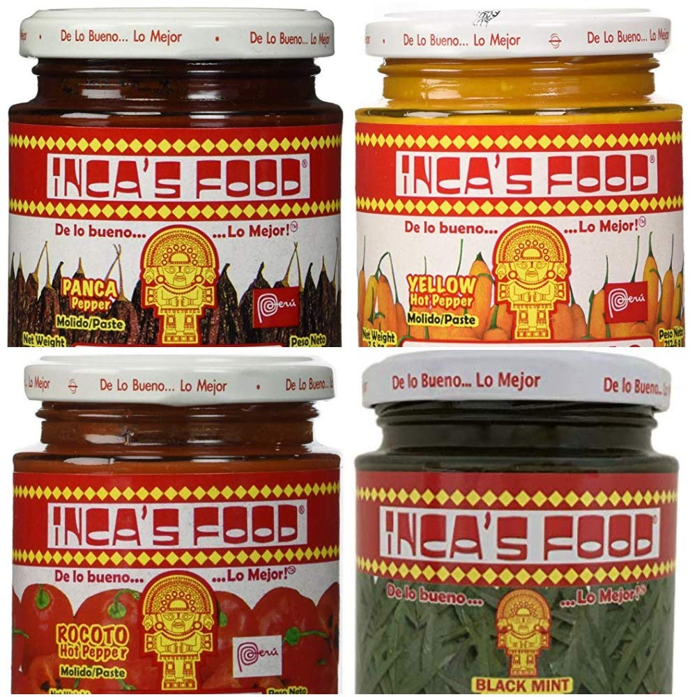 Inca's-Food-Mixed-Sampler---Aji-Amarillo,-Aji-Panca,-Huacatay,-and-Aji-244